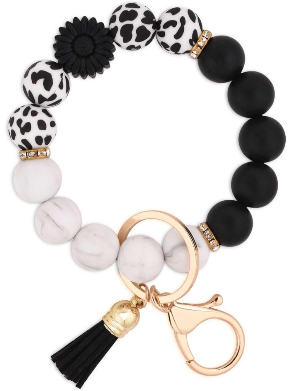 Silicone Beaded Keychain Wristlet Key Ring Bracelet Cute Car Key Chain Holder fo